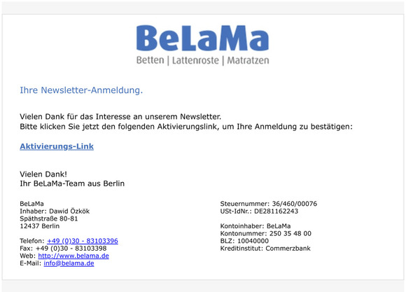 BeLaMa - Ihre Newsletter-Anmeldung