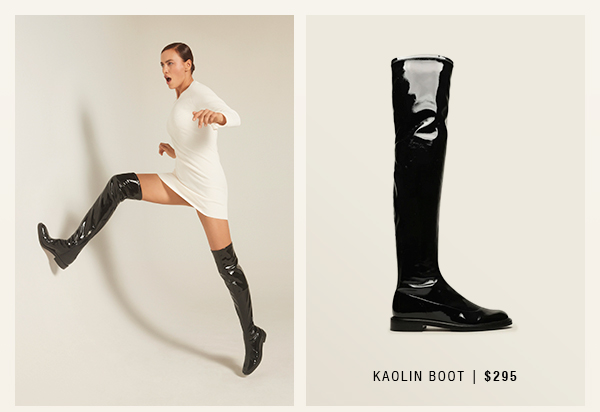 kaolin stretch patent leather boot