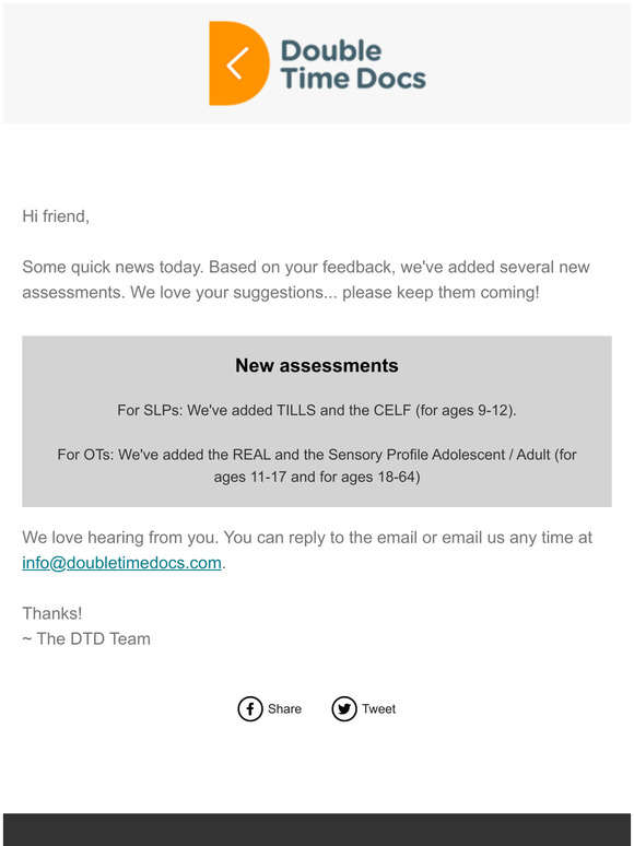 New assessments added