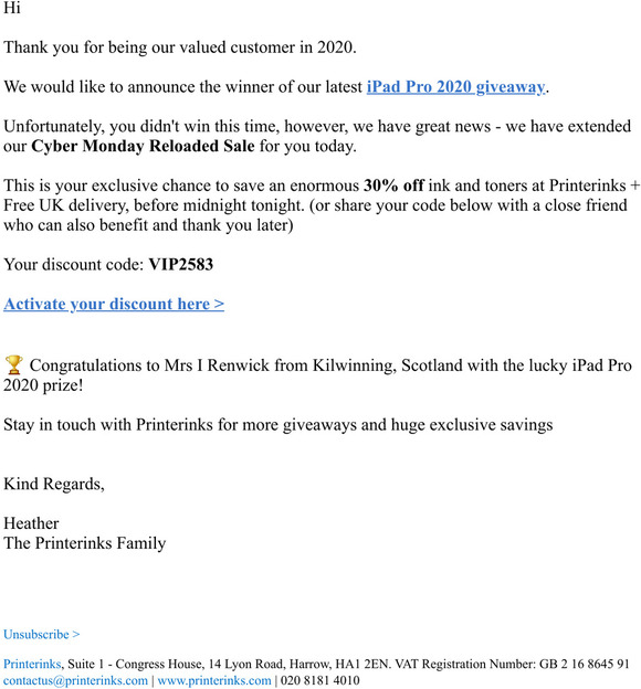 printerinks discount code