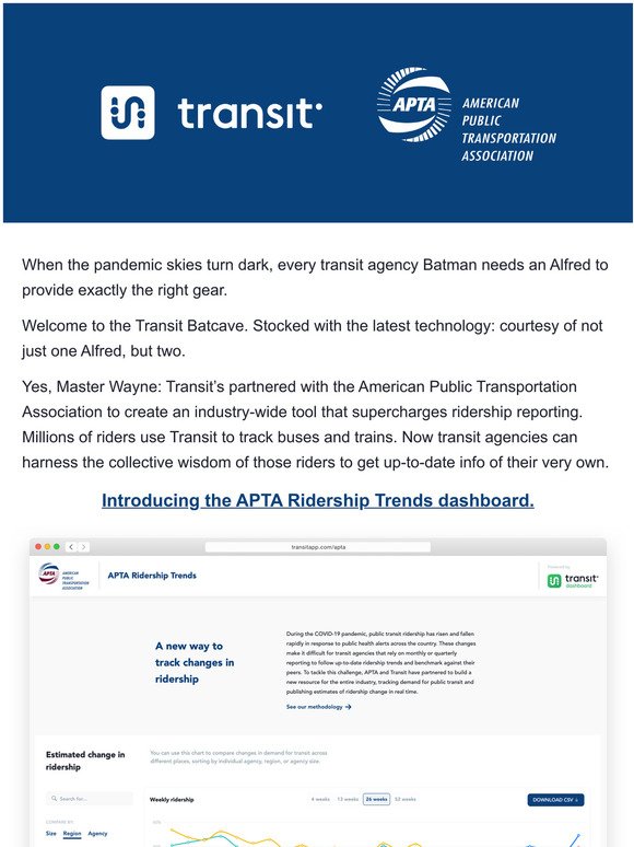 Ridership stats, stat! APTA and Transit: your new reporting superpower 🦹‍♂📊