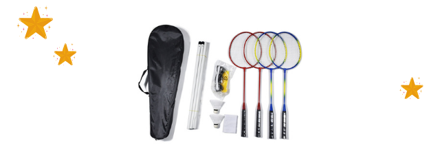 alloutdoor Badminton Set with Four Rackets Two Shuttlecocks and Portable Net