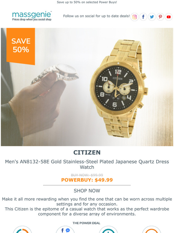 Grab your Citizen watch for 50% Off on PowerBuy
