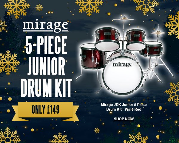 Mirage 5 piece junior drum kit. Only £139. Mirage JDK Junior 5 Piece Drum Kit - Wine Red. Shop now.