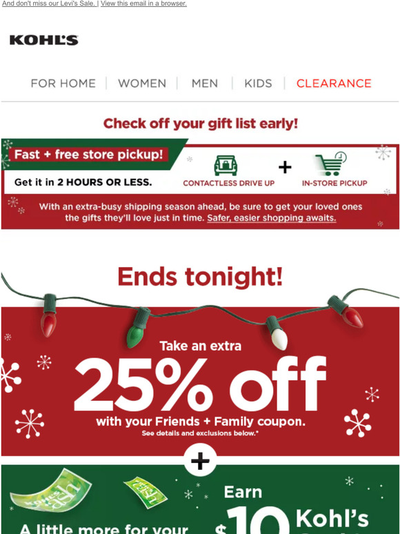 Kohl's Last chance to take an extra 25 off + earn Kohl's Cash! Milled