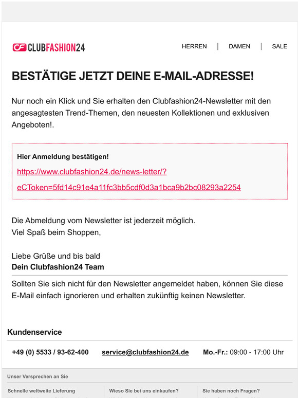 Newsletter Anmeldung bestätigen