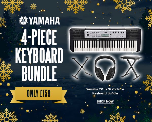 Yamaha 4-piece keyboard bundle. Only £159. Yamaha YPT 270 Portable Keyboard Bundle. Shop now.