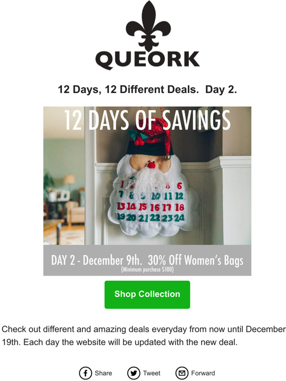12 Days Of Savings - Day 2.  30% Off Women's Bags👜