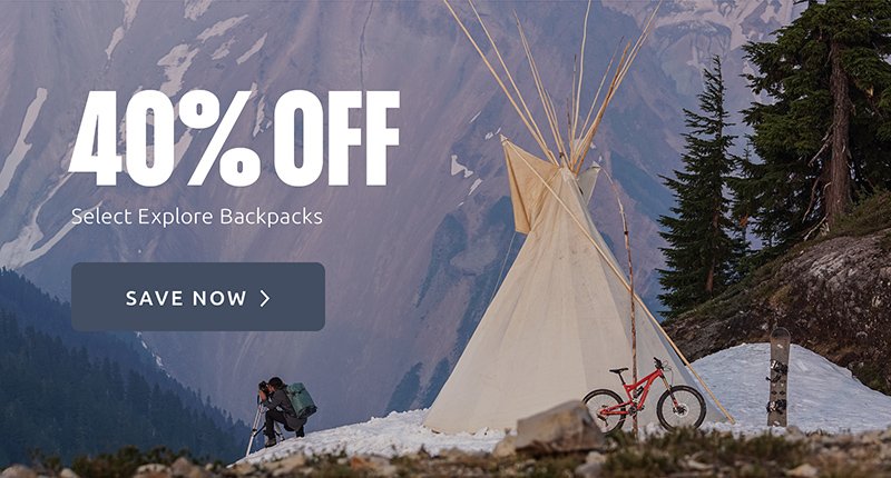 40% off select Explore backpacks