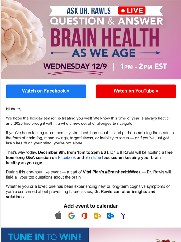 (Today!) Brain Health Live Q&A with Dr. Rawls