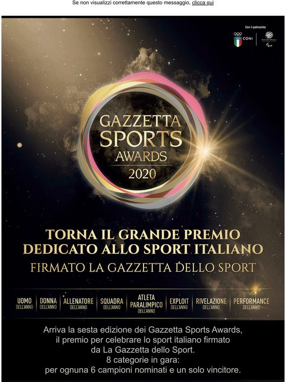 Gazzetta Sports Awards 2020: vota i tuoi campioni