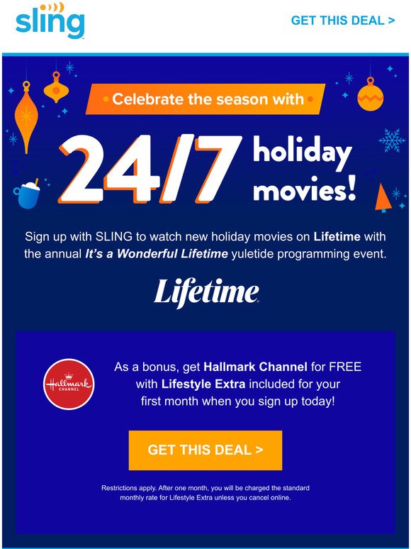 Watch new holiday movies on SLING