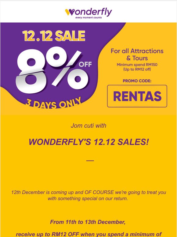 Wonderfly 12.12 Sales from 11th - 13 December ❗❗ Don't miss it!