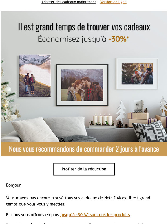 Commandez maintenant et recevez vos cadeaux à temps