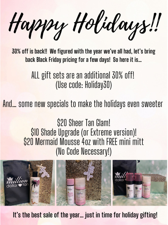 Happy Friday!  Gift sets 30% off plus NEW holiday specials!! 🌟