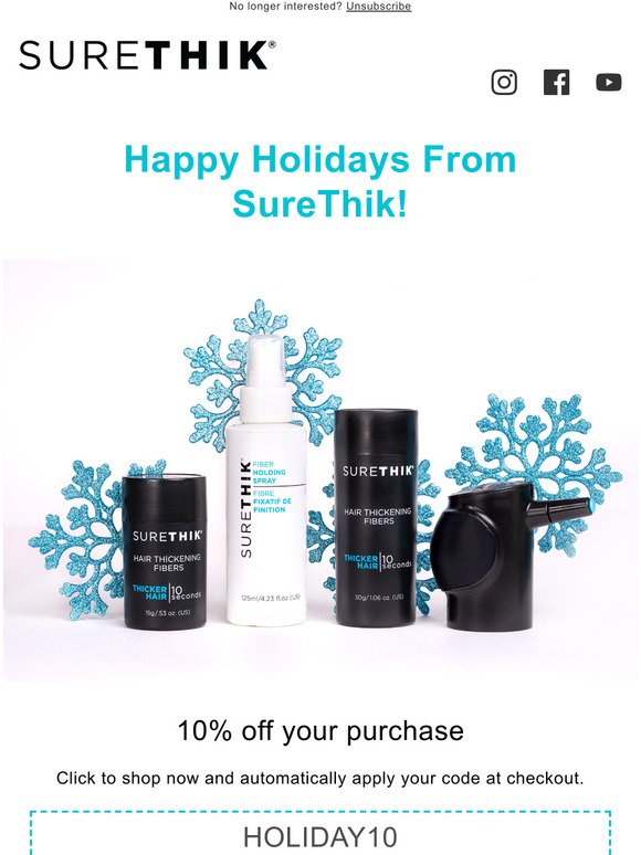 Happy Holidays from SureThik! Save 10% Now Until December 25th
