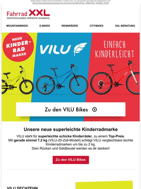 Fahrrad XXL VILU unsere neue leichte Kinderradmarke