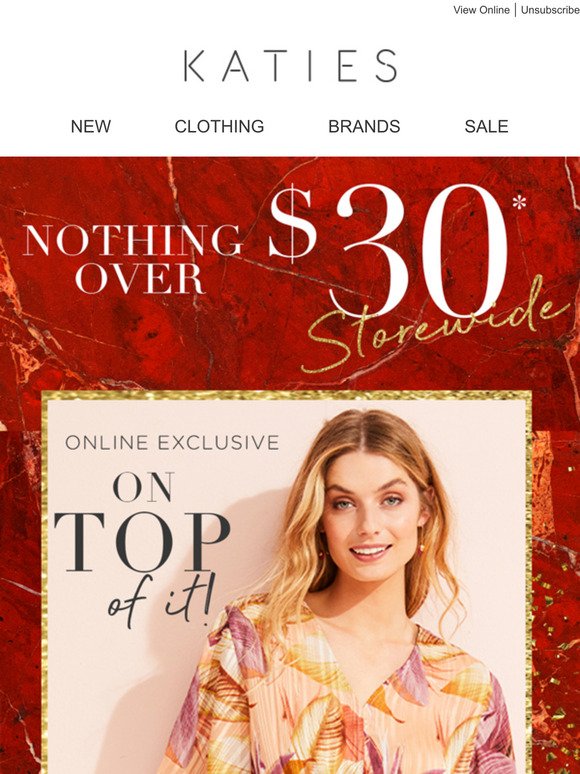 Get On Top of Nothing Over $30*