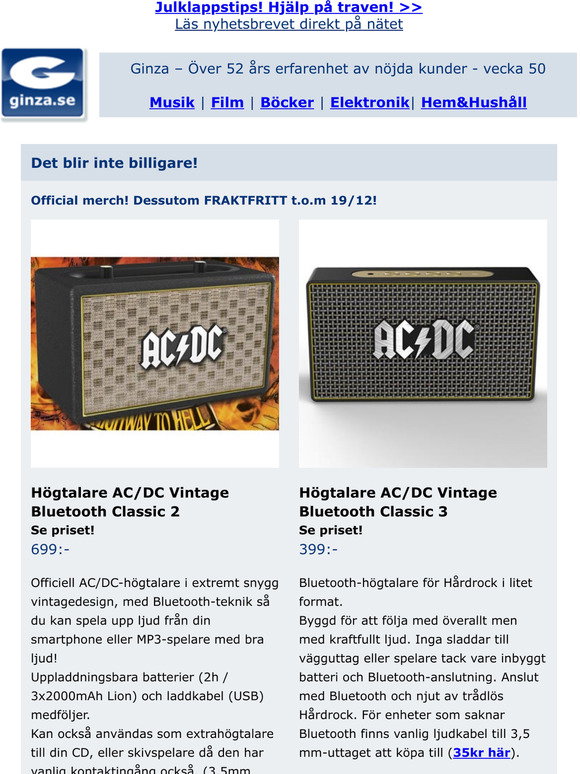 ginza.se: ♪ AC/DC-spelare billigt u0026 fraktfritt! Julklappar till