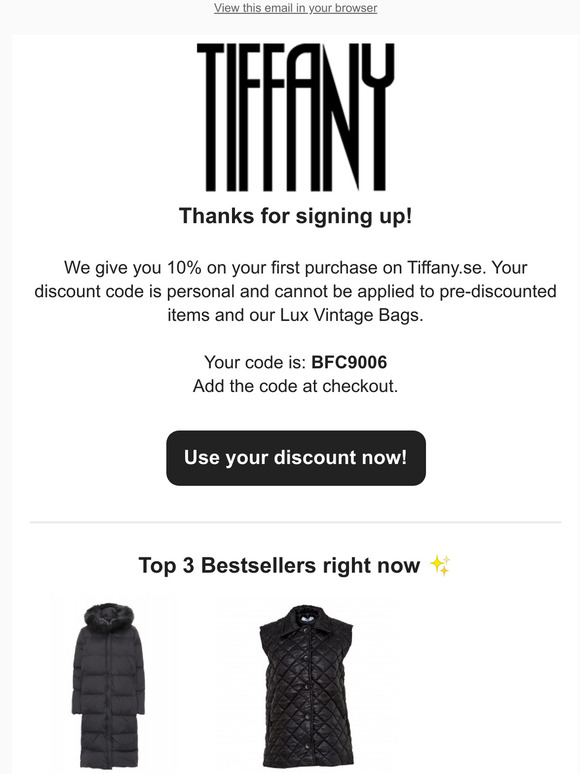 tiffany discount code