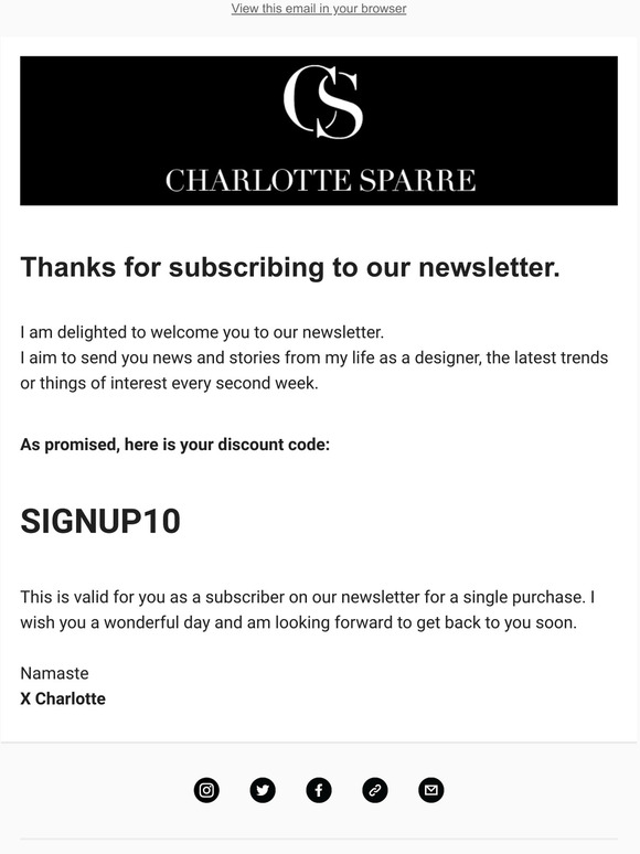 Thanks for joining us, here is your discount code