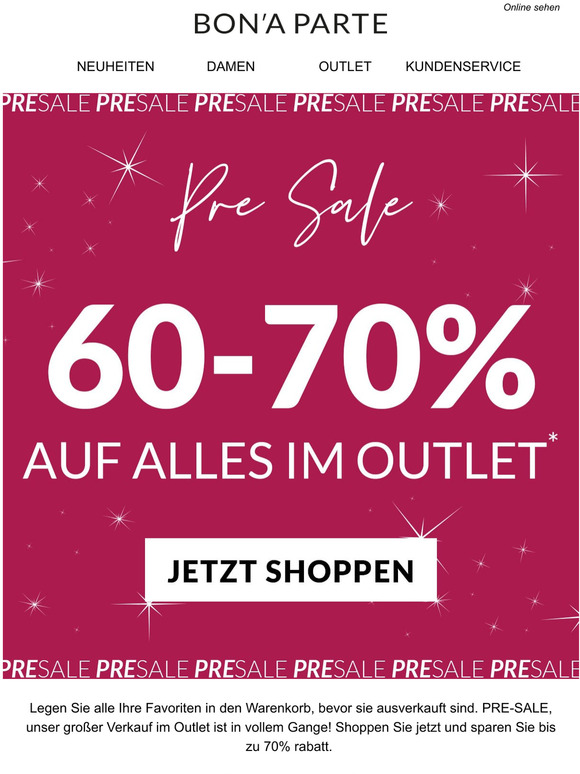 60-70% AUF ALLES IM OUTLET - sparen Sie auf Favoriten