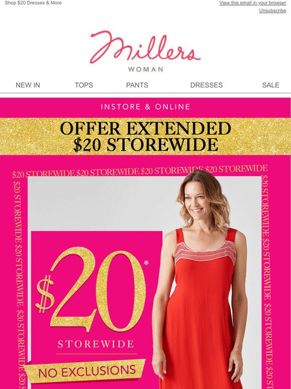 Offer Extended! $20 Storewide NO EXCLUSIONS