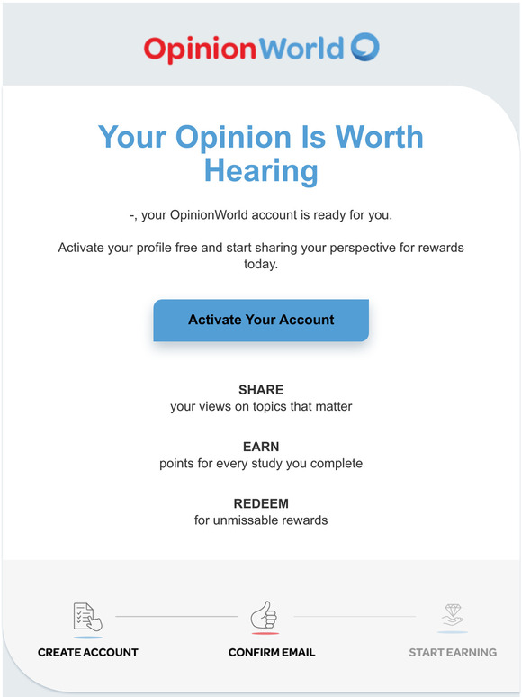 -please activate your OpinionWorld account today.