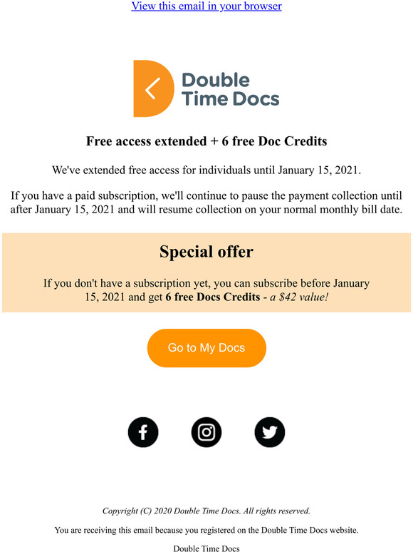Free access extended + 6 free Doc Credits