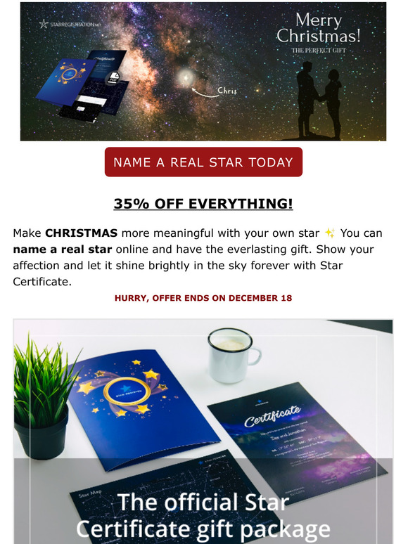 Buy a star online and get an official star certificate