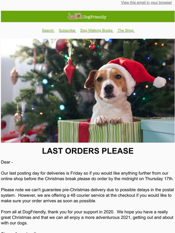 Last Orders for DogFriendly Gifts