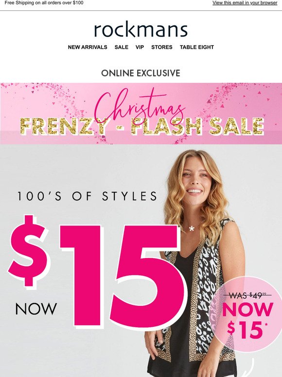 FLASH SALE ⚡ 100's of styles NOW $15*