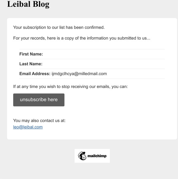 Leibal Blog: Subscription Confirmed