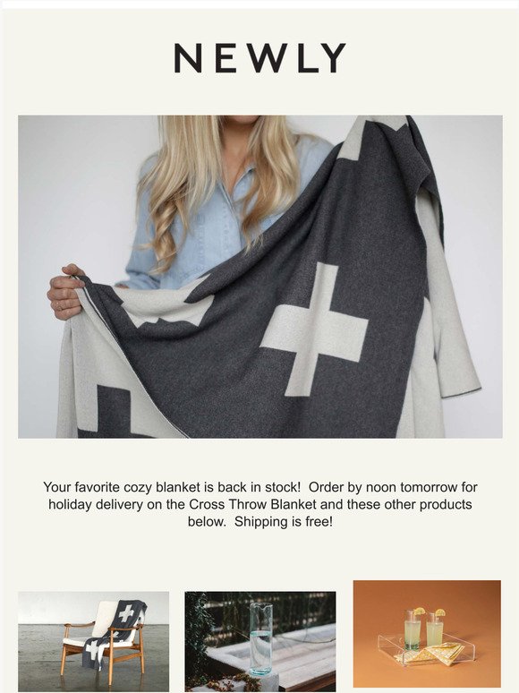 Last day for holiday delivery - Cross blanket back in stock