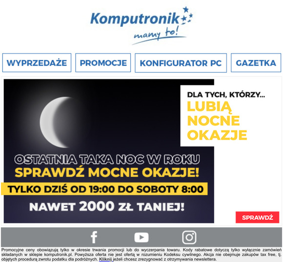 Nie prześpij okazji! Nocna wyprzedaż w Komputronik!