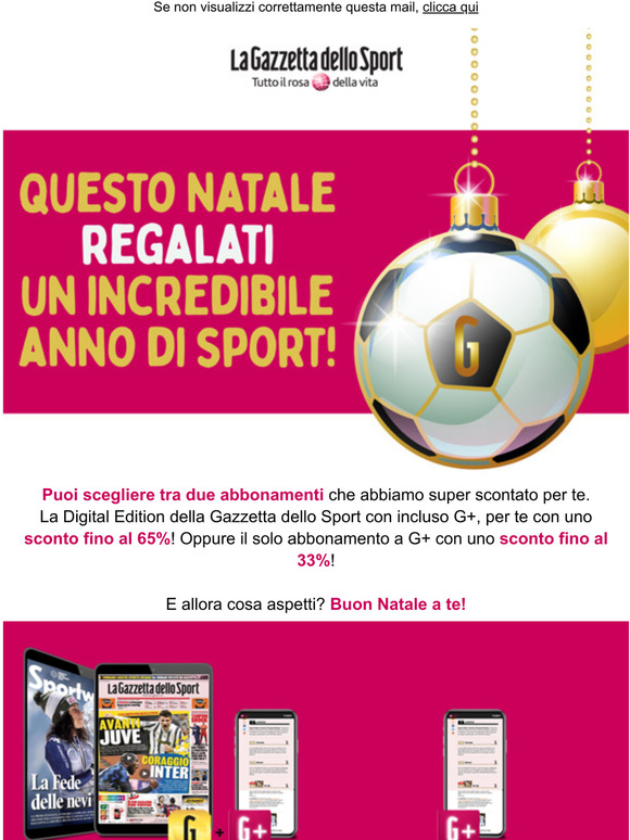 Ultimi giorni per le offerte di Natale! Risparmia fino al 65% su Gazzetta