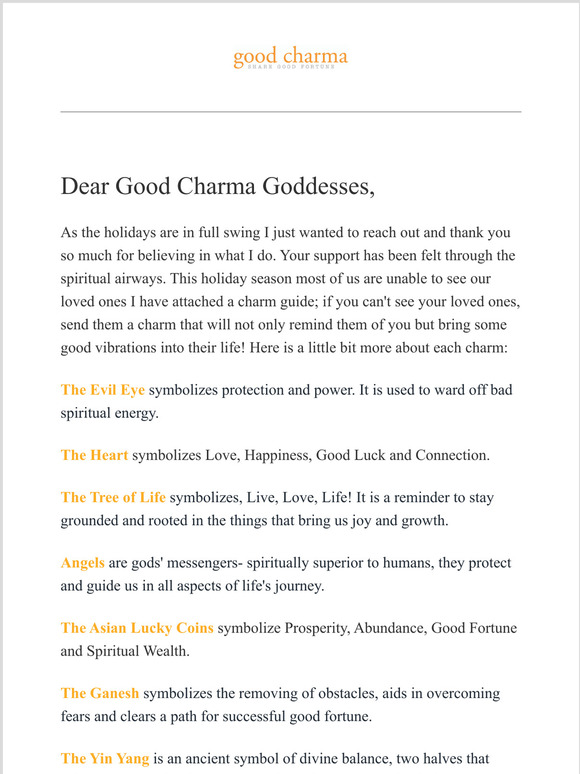 Send a meaningful charm to some you love!