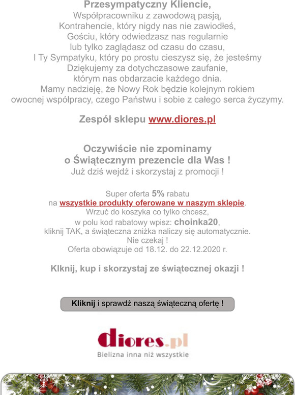 Rabat świąteczny od diores.pl