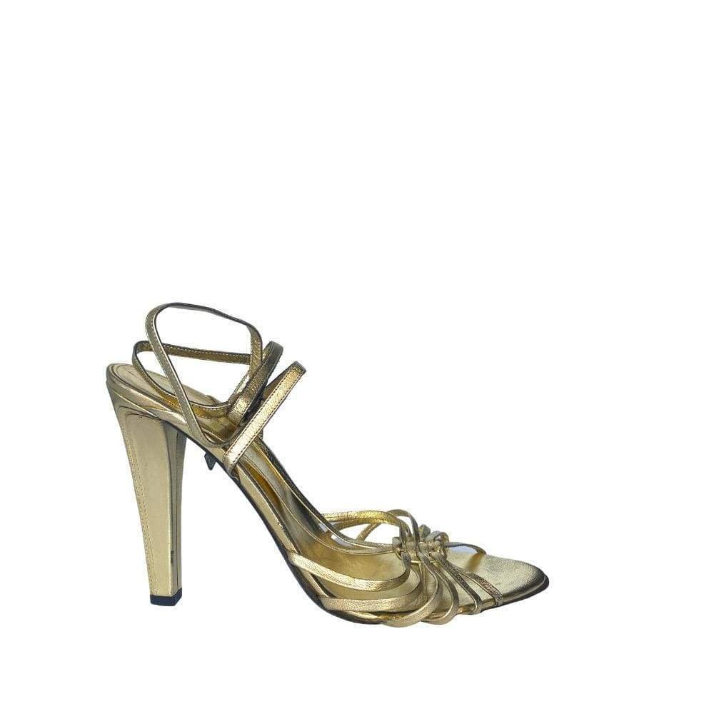 Image of Pale Gold Leather Strappy Sandal Shoes