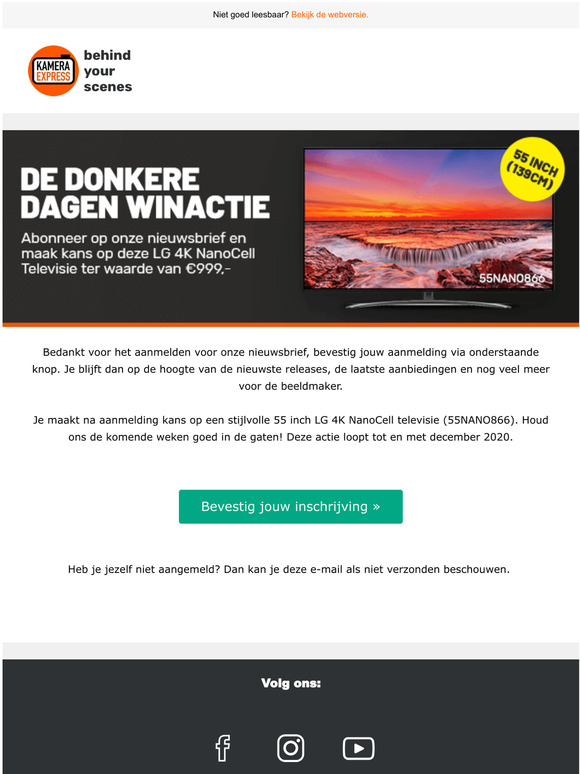 Bevestig jouw aanmelding, en voeg je toe aan onze community van beeldmakers.