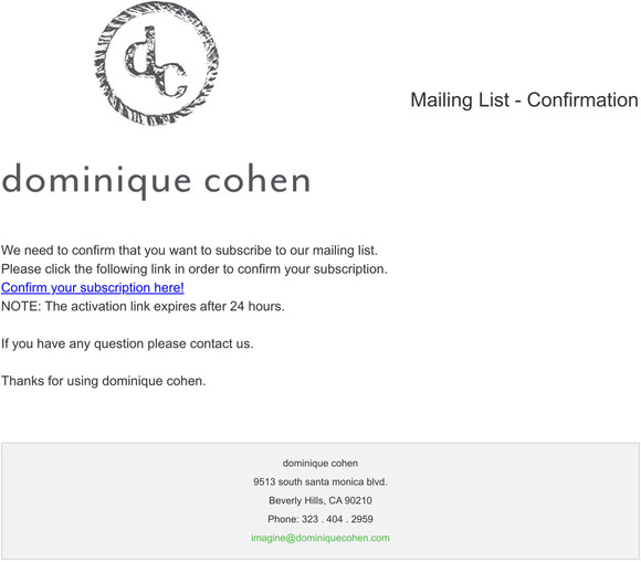 dominique cohen: Confirm the subcription