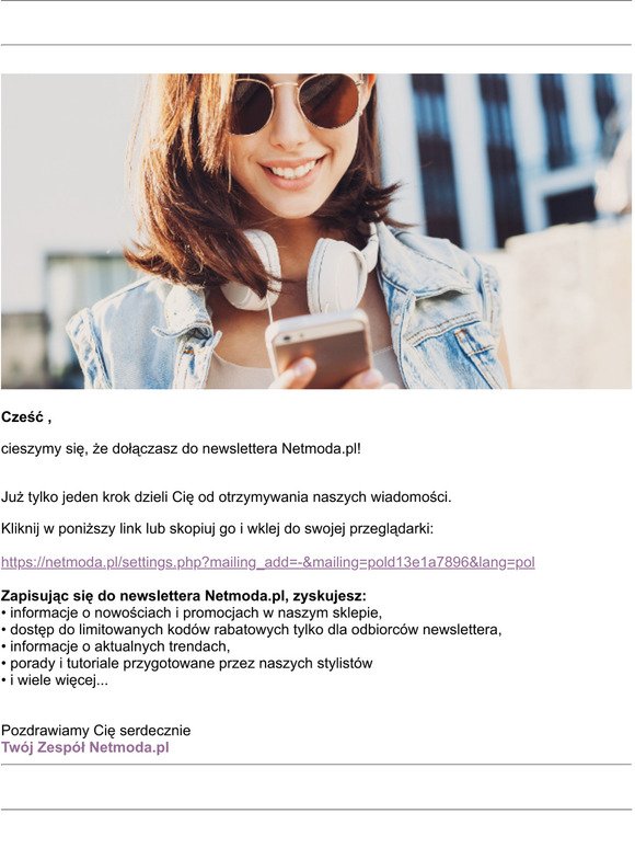 NETMODA.pl newsletter: Potwierdź swój adres e-mail!