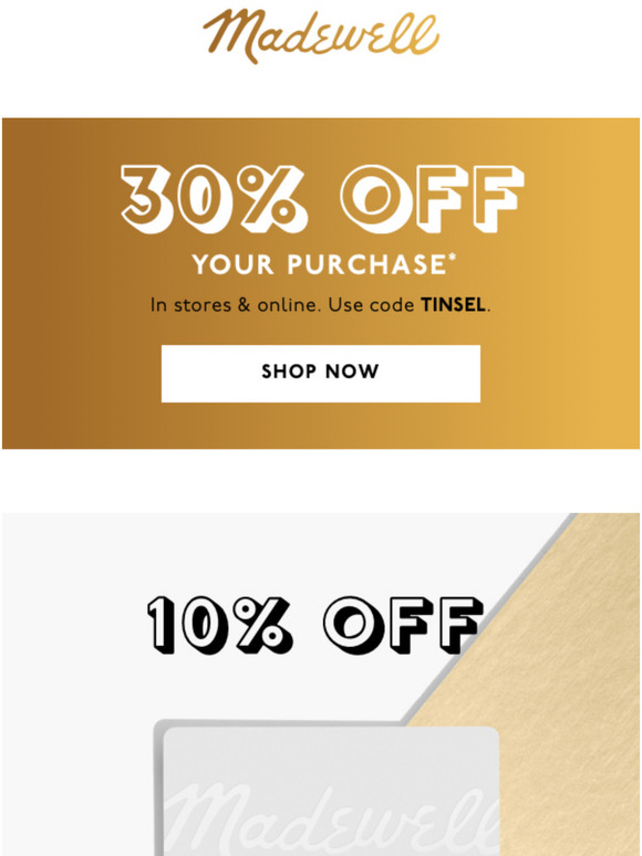 Madewell 10 Off E Gift Cards 30 Off Your Purchase Milled