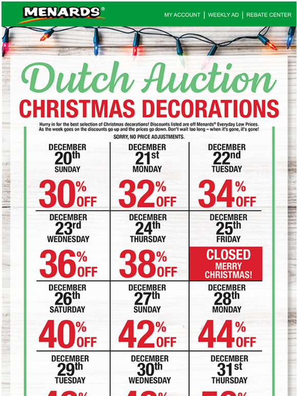 Menards: Dutch Auction | BIG Deals on Christmas Decorations | Milled