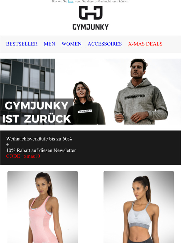 Gymjunky XMAS SALES bis zu 60 % Rabatt plus 10% für Dich mit dem Newslettercode XMAS10