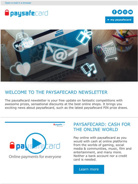 Welcome to the paysafecard newsletter