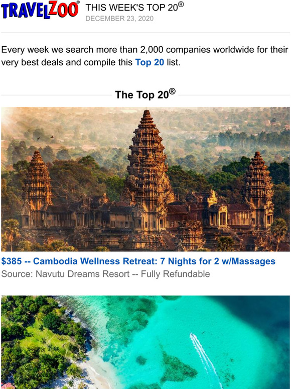 Travelzoo This Week's Top 20 Milled