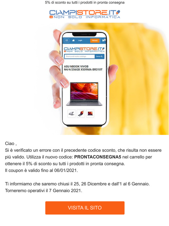 Approfitta dello sconto sui prodotti in pronta consegna