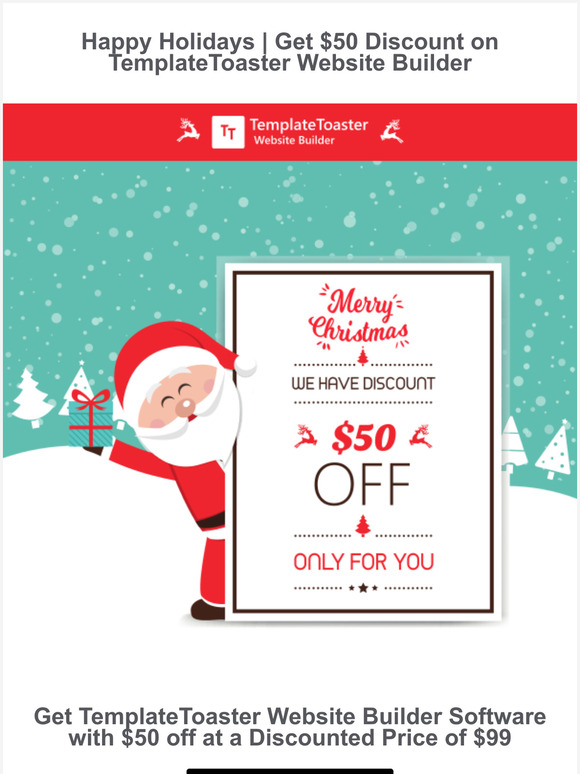 $50 Holidays Discount on TemplateToaster Website Builder