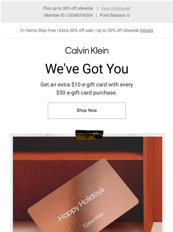 Calvin Klein Canada: E-Gift Cards | Milled